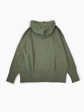 Green Sweater With Hood and Side Slits -  | dBlank