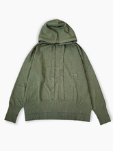 Green Sweater With Hood and Side Slits -  | dBlank