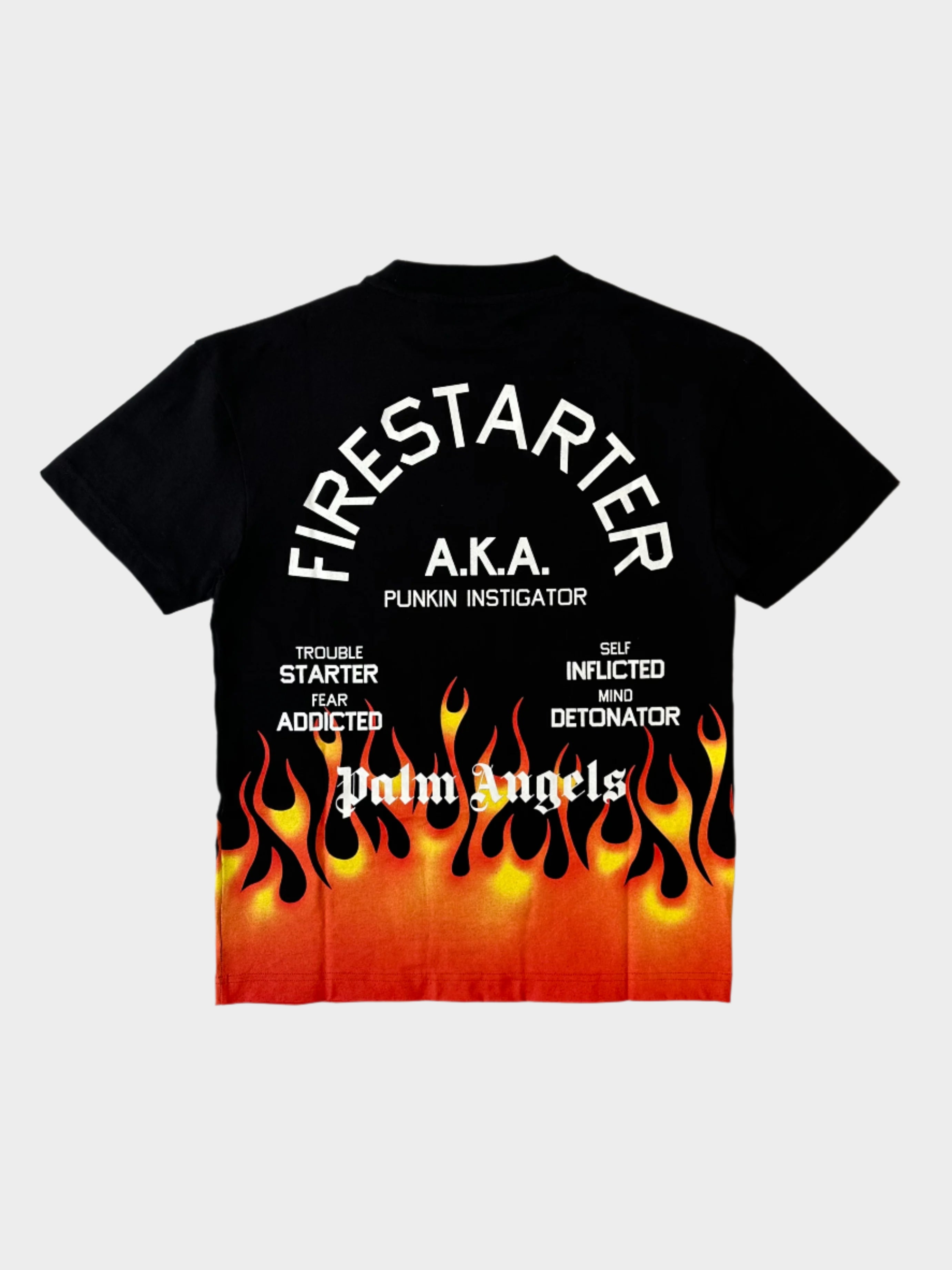 Firestarter T-Shirt in cotone con stampa logo e fiamme.