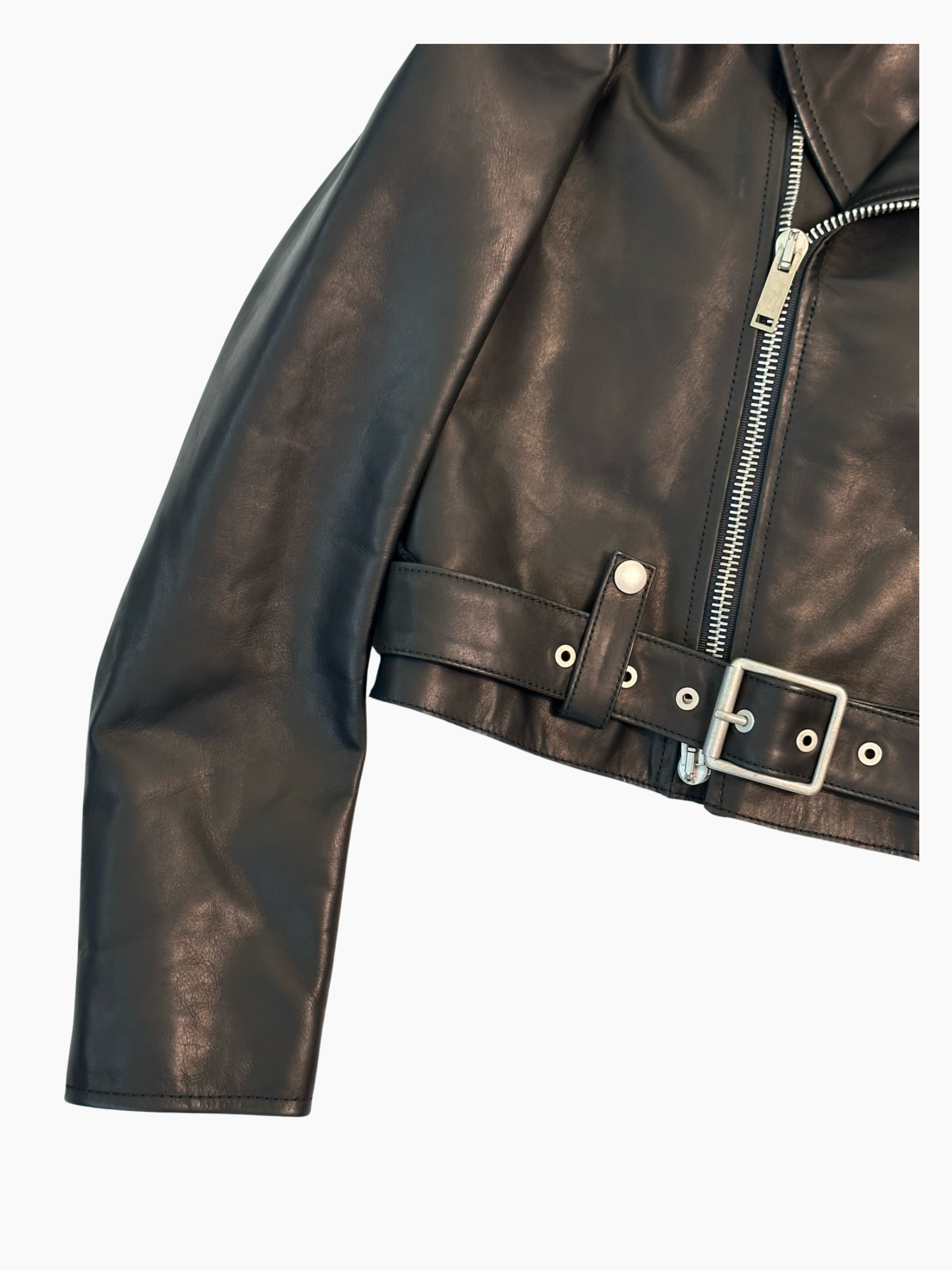 Giacca In Pelle Biker Nera