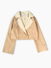 Beige Cropped Jacket in Soft Fabric -  | dBlank