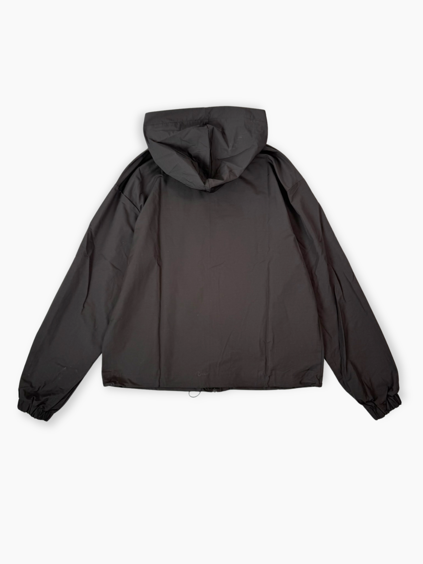 Giacca nera Hinnominate in nylon con cappuccio e stampa tono su tono