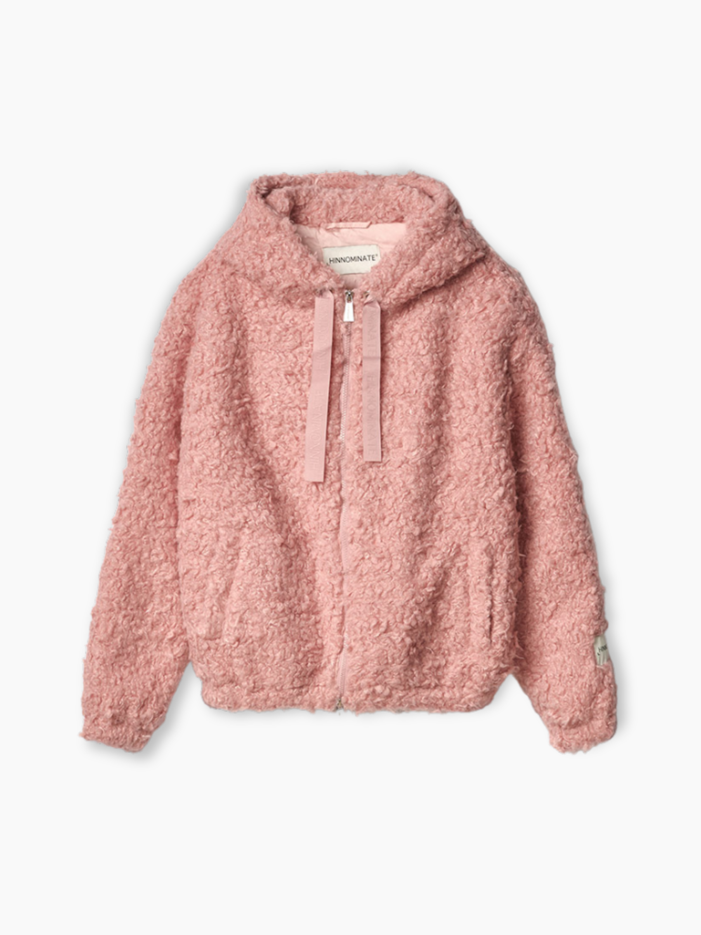 Giacca rosa Hinnominate teddy con cappuccio vista frontale