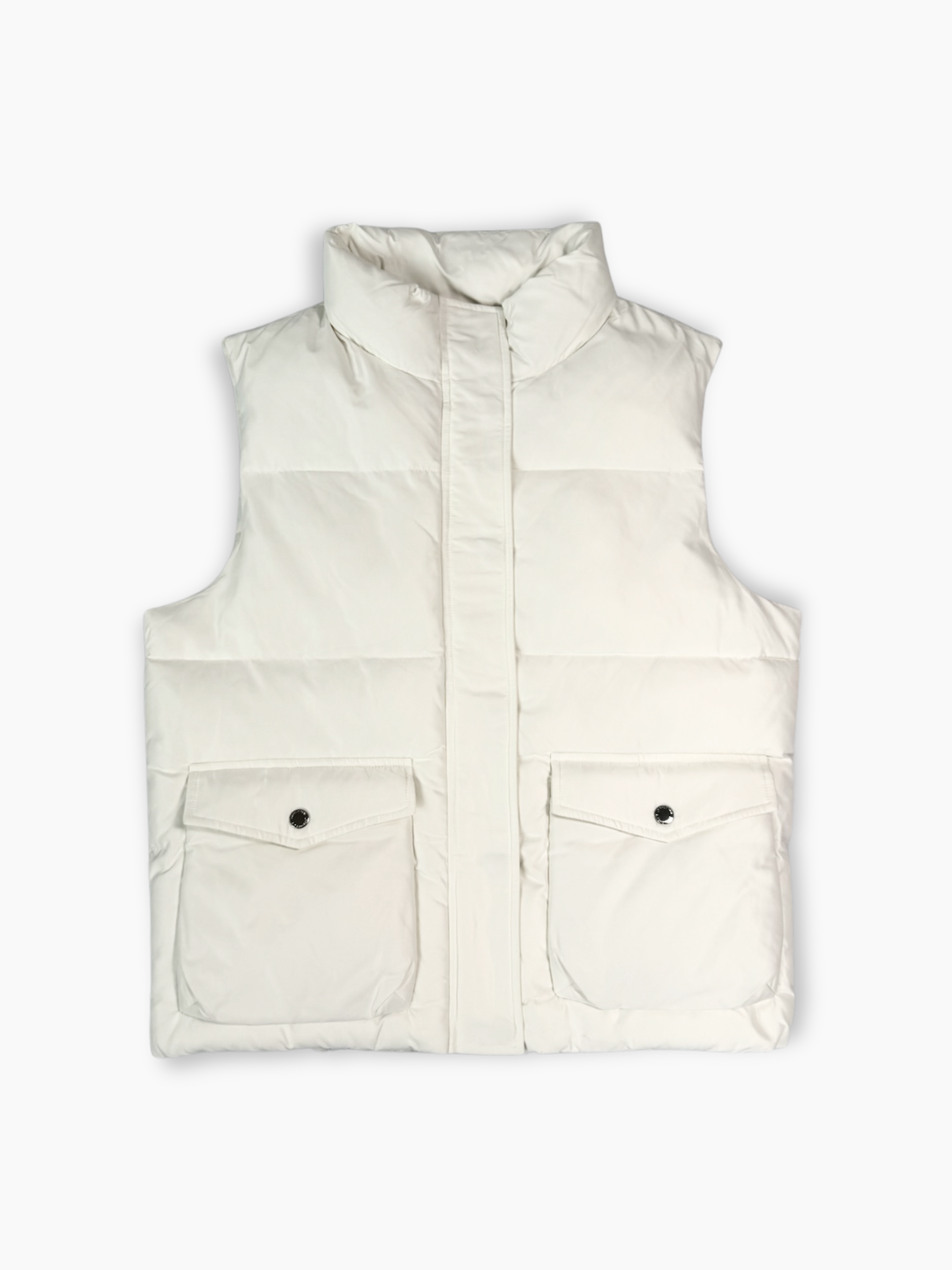 Gilet bianco Hinnominate trapuntato con collo alto vista frontale