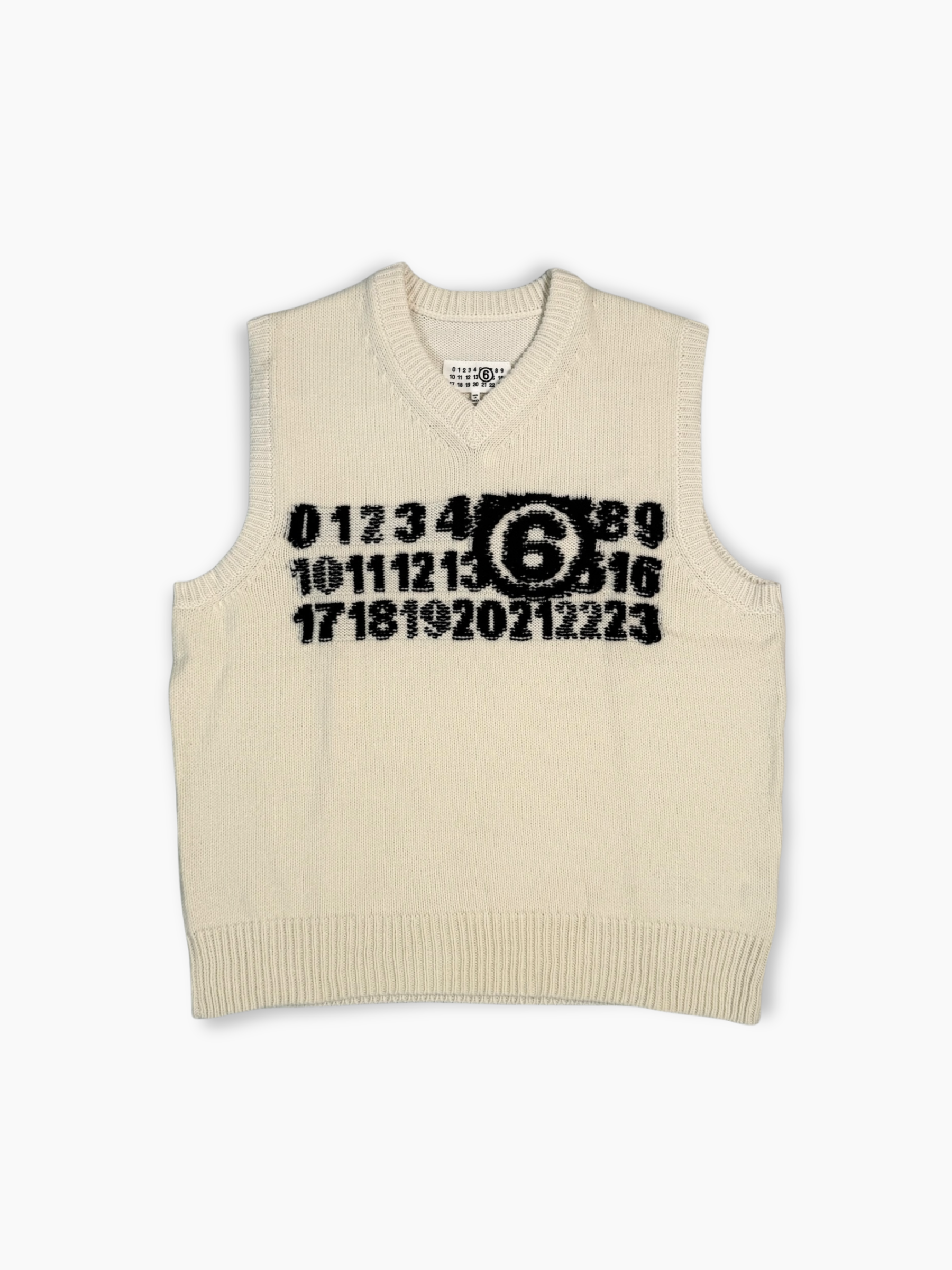 Gilet bianco in maglia con logo Maison Margiela vista frontale