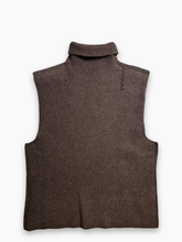 Brown Virgin Wool Vest Sweater With Visible Stitching -  | dBlank