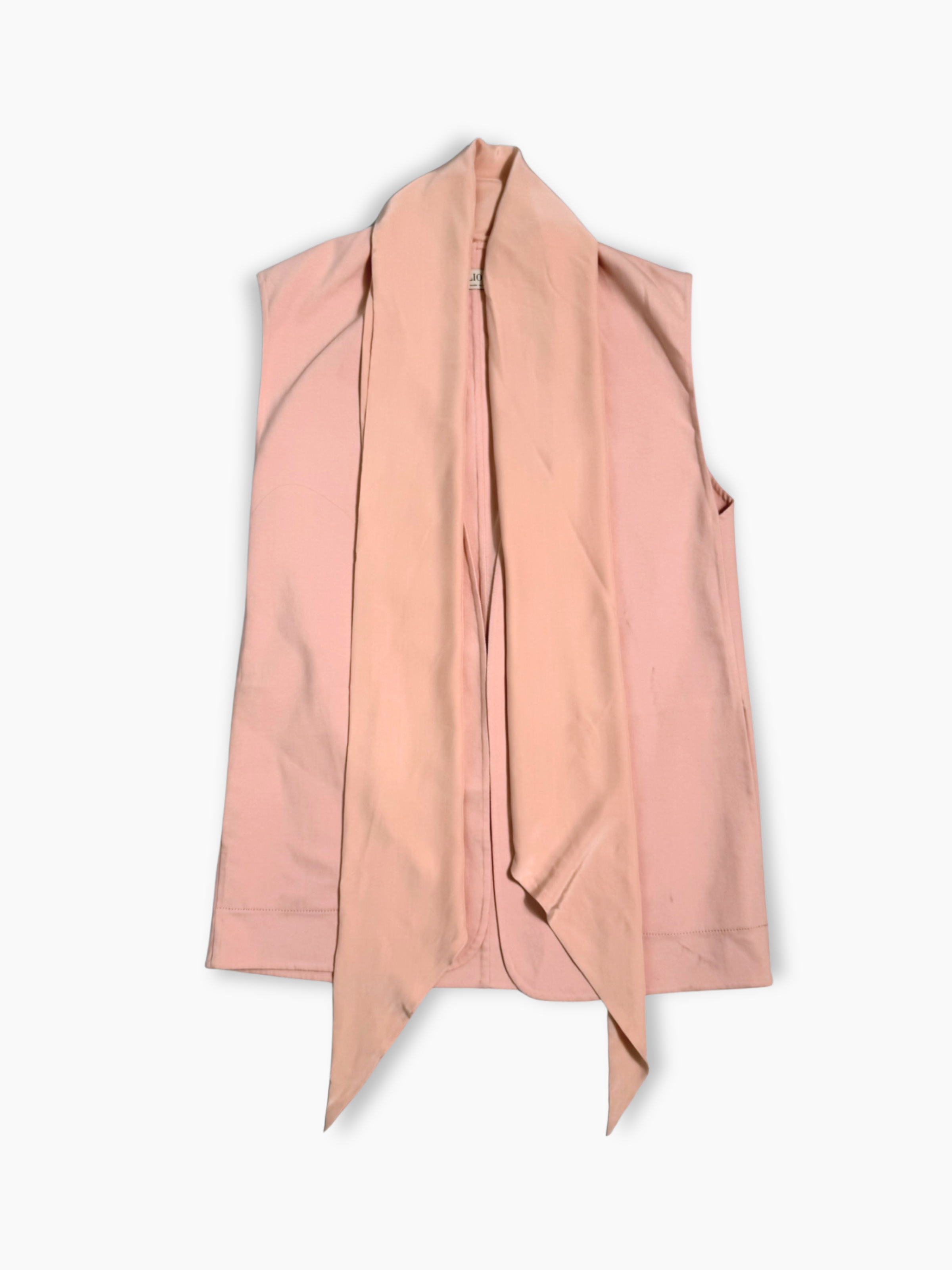 Gilet rosa senza maniche con dettaglio fiocco frontale elegante
