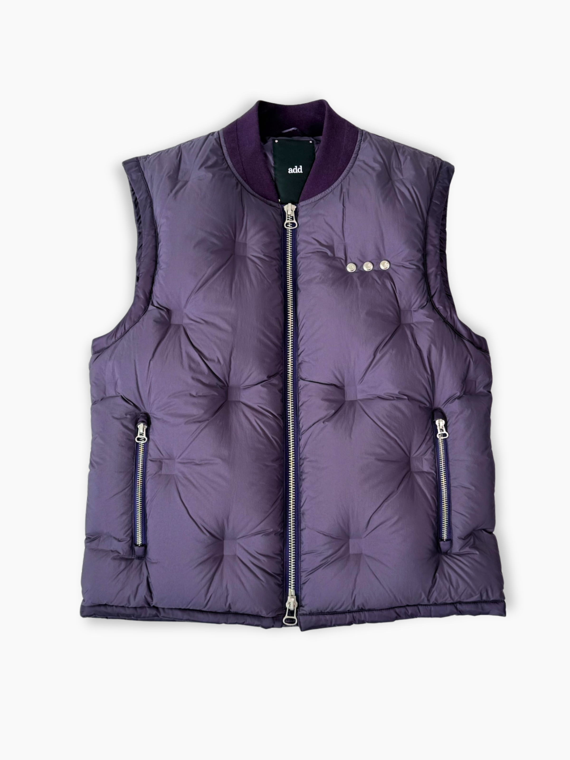 Gilet viola trapuntato ADD con zip frontale