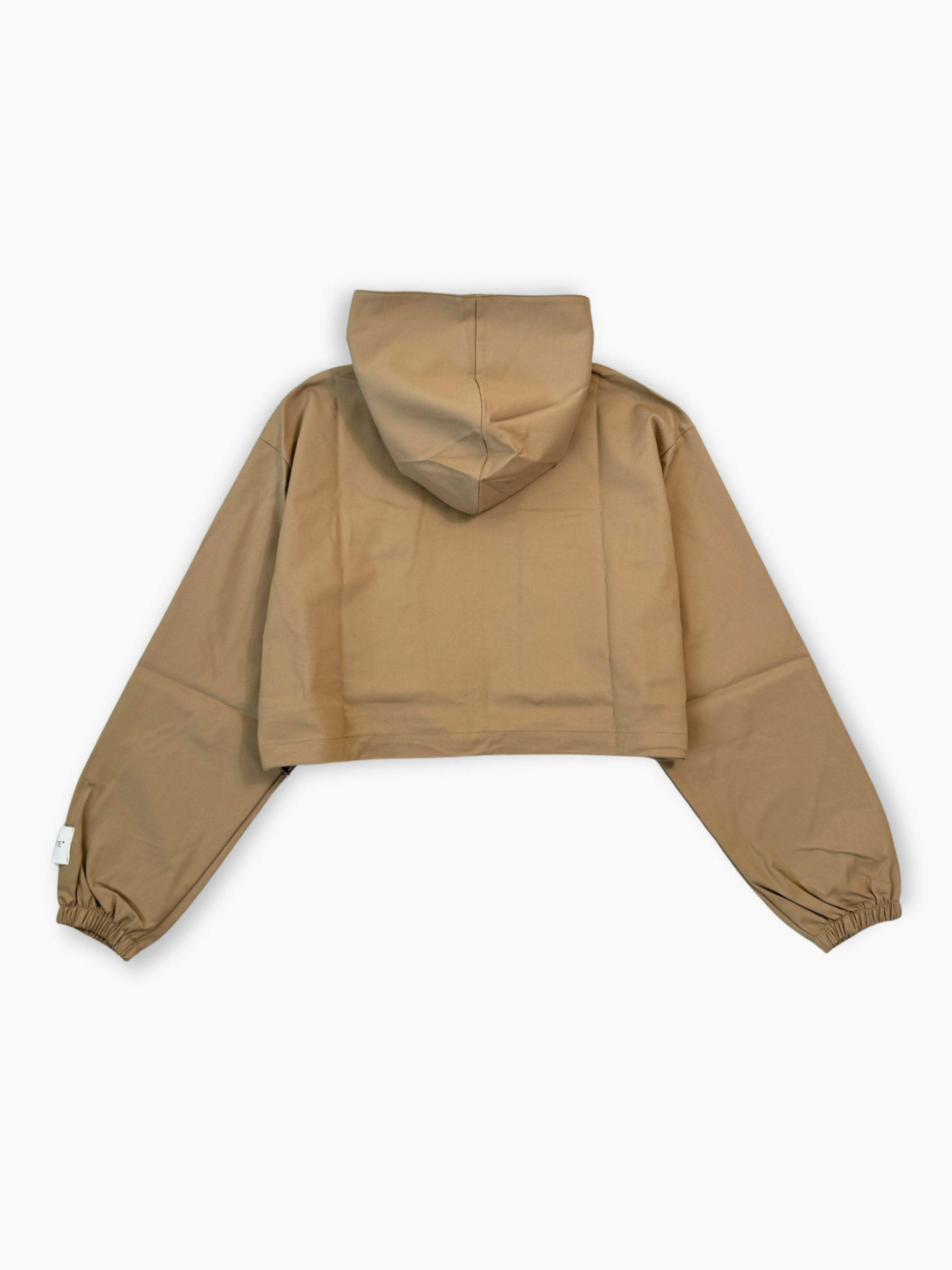 Giubbino corto tortora Hinnominate con cappuccio, tasche frontali e zip