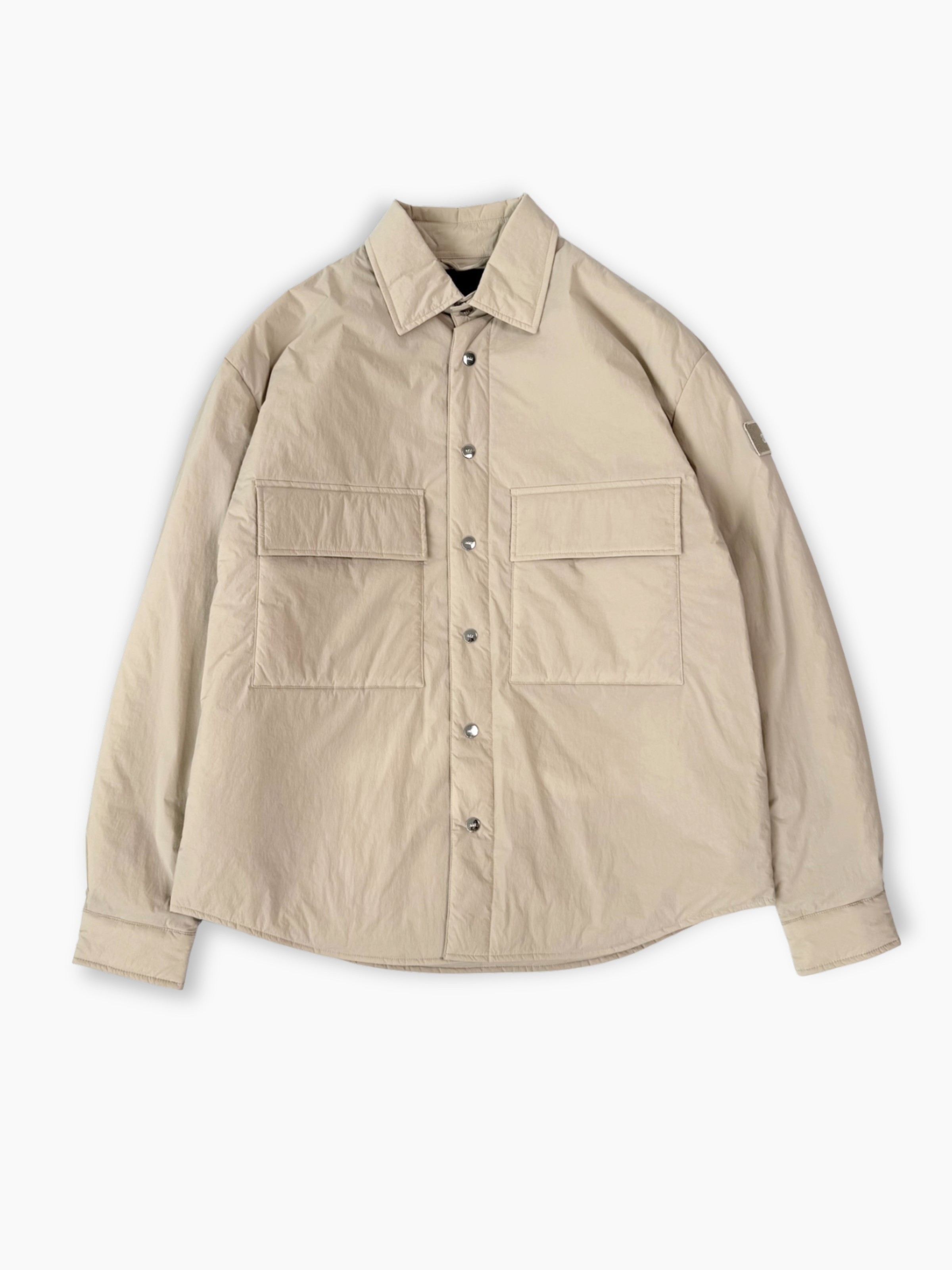 Giubbotto beige ADD modello camicia con tasche frontali vista intera