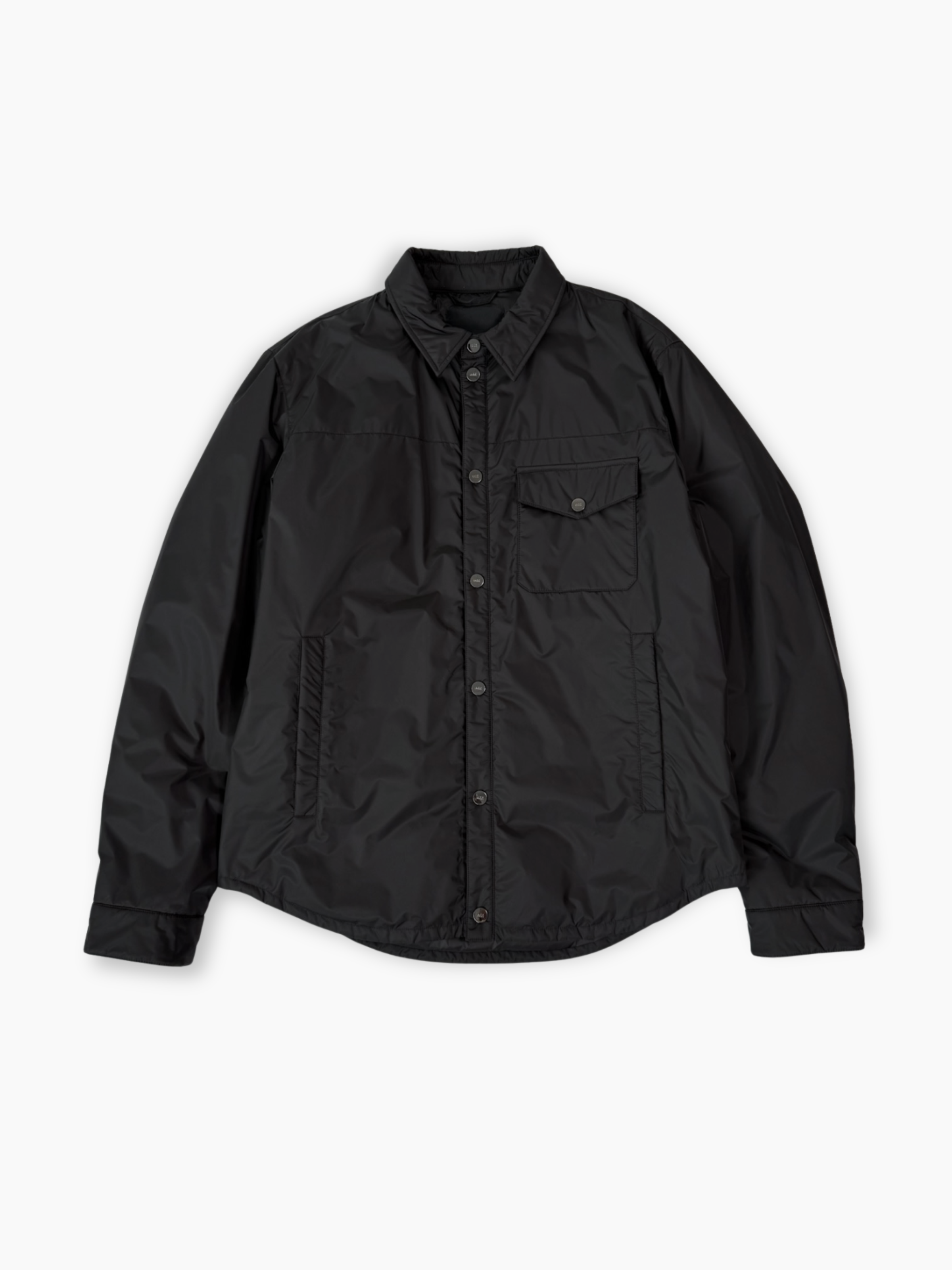 Giubbotto nero ADD modello camicia in tessuto tecnico vista frontale