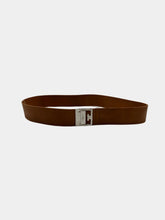Brown Leather Belt With Silver Square G Buckle -  | dBlank