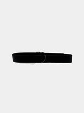 Black Leather Belt With Striped Square Buckle -  | dBlank