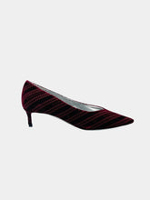 Red Velvet Pumps With Allover Logo And Low Heel -  | dBlank