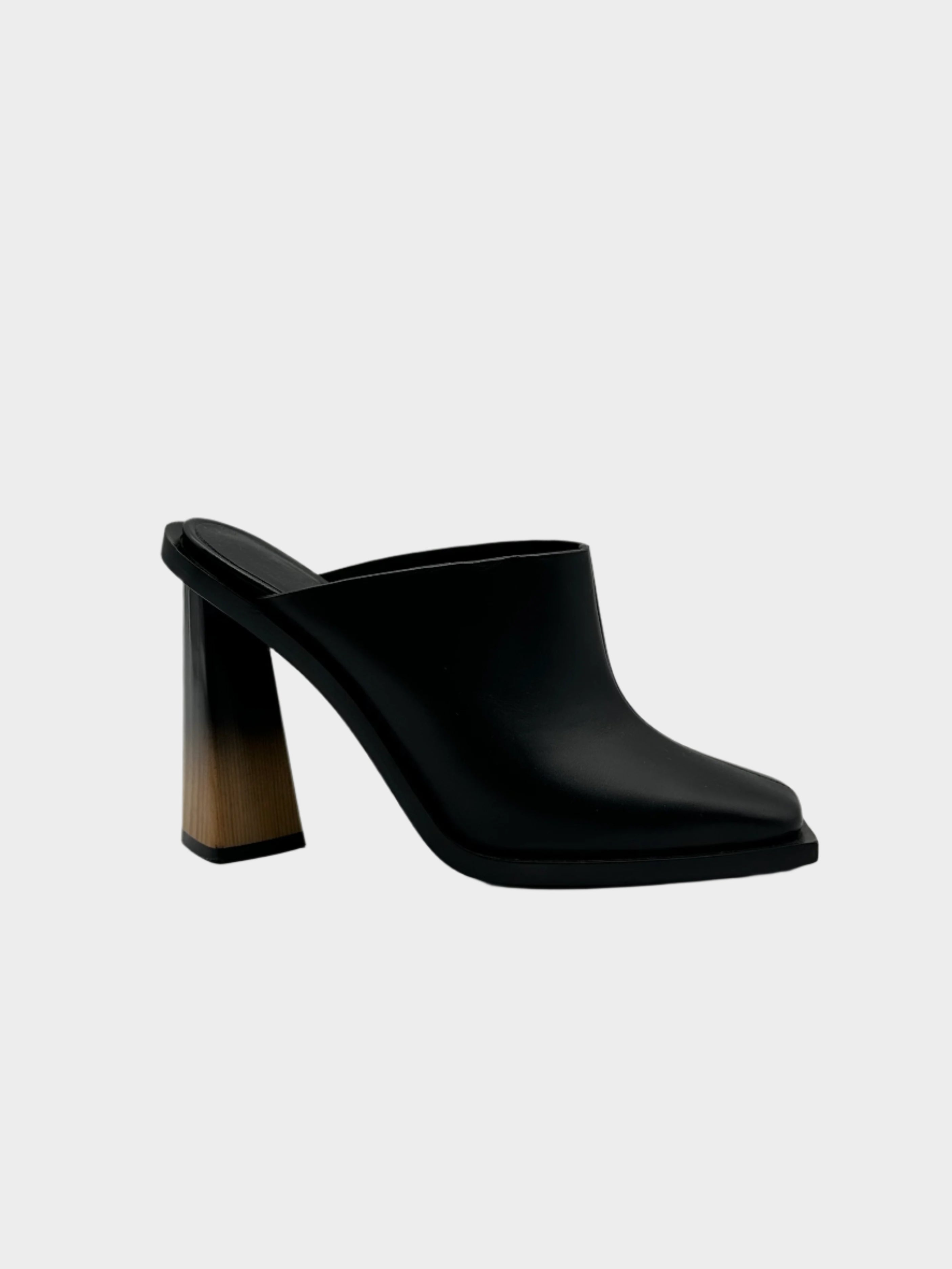 mules givenchy nere, sabot punta squadrata, tacco effetto legno, scarpe pelle donna, scarpe design luxury