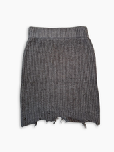 Melange Grey Knit Skirt with Rips -  | dBlank