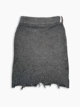 Melange Grey Knit Skirt with Rips -  | dBlank