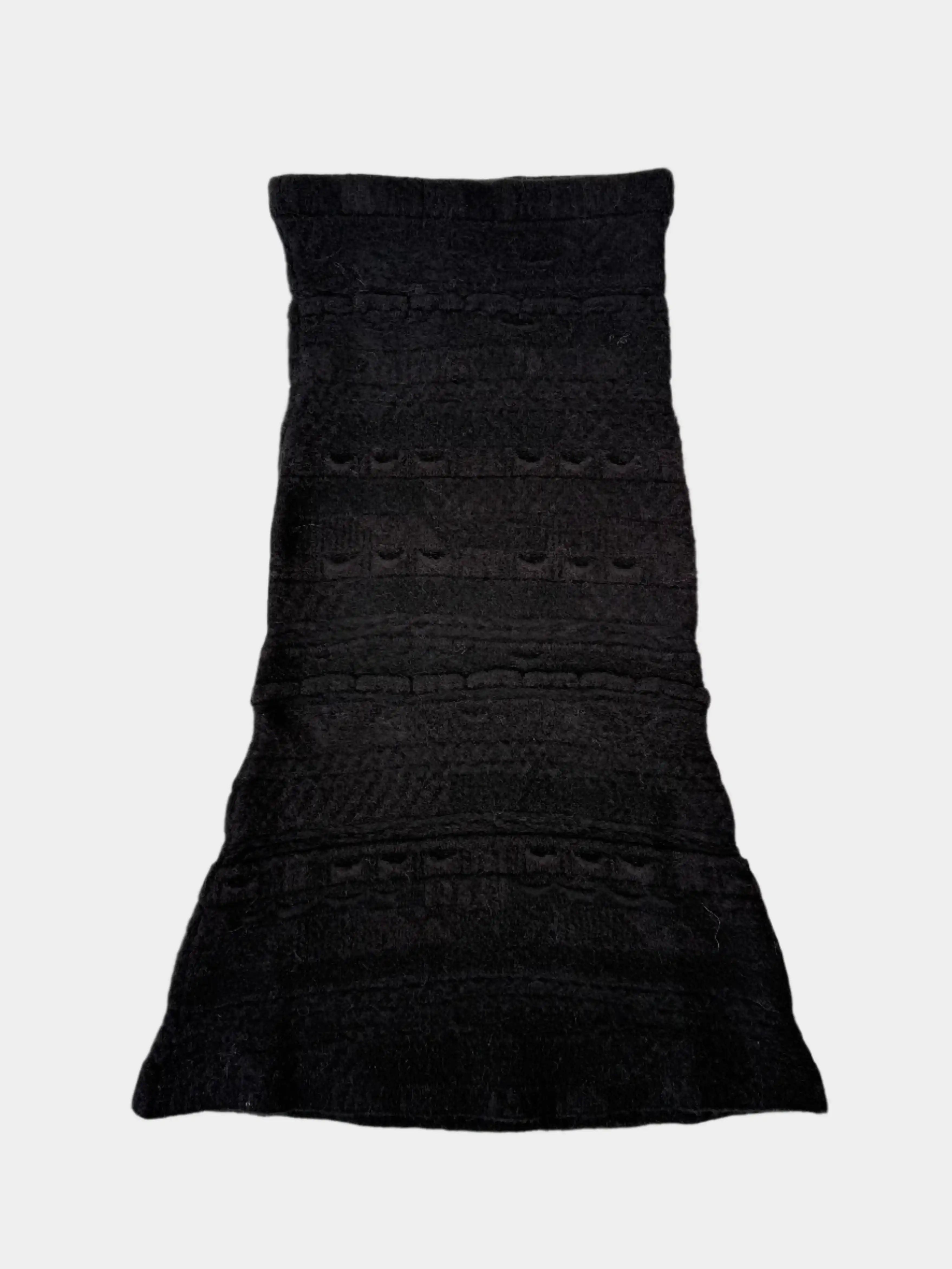 gonna maglia nera, gonna invernale donna, gonna lavorata, maglia fantasia, abbigliamento made in Italy

