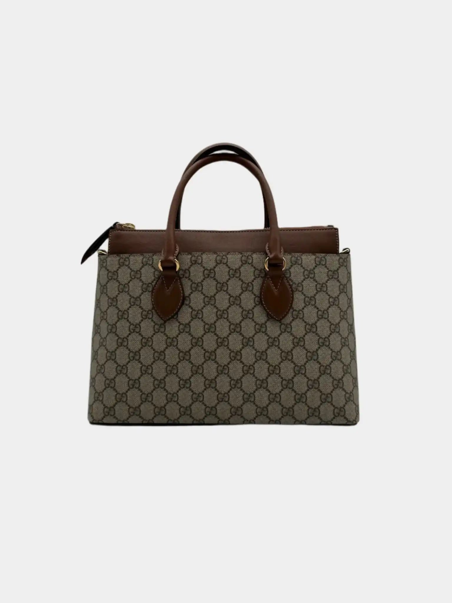 borsa tote gucci, borsa GG Supreme, borsa manico superiore, borsa gucci marrone, borsa compatta elegante, Qlhype
