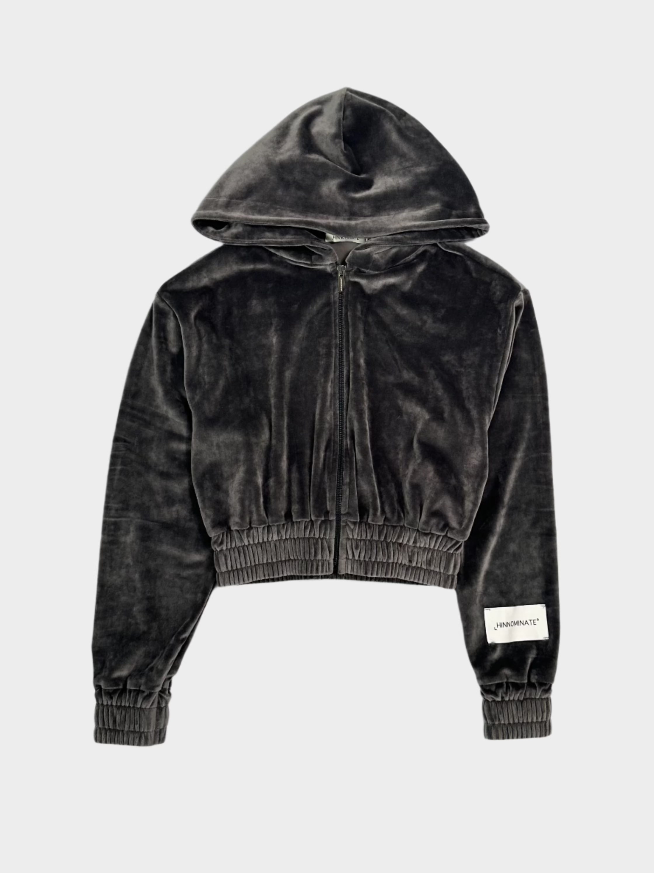 Felpa in Ciniglia con Cappuccio e Zip Hinnominate Grigia | Qlhype