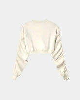 Crewneck Sweatshirt With Ruffles On The Sleeves -  | dBlank