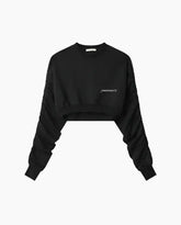 Crewneck Sweatshirt With Ruffles On The Sleeves -  | dBlank