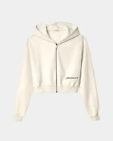 All Zip Short Hoodie With Front Print -  | dBlank