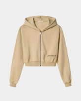 All Zip Short Hoodie With Front Print -  | dBlank