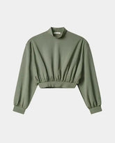 Modal Turtleneck Short Sweatshirt With Puff Print -  | dBlank