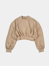 Cropped Crewneck Sweatshirt With Puff Sleeves -  | dBlank
