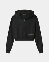 Full Zip Short Hoodie With Front Print -  | dBlank