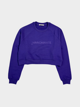 Purple Crewneck Crop Sweatshirt With Tone On Logo -  | dBlank