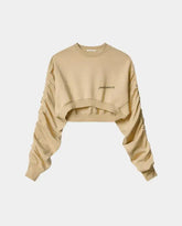 Crewneck Sweatshirt With Ruffles On The Sleeves -  | dBlank