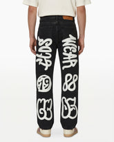 Jeans Graffiti Logo Wide Denim Neri - Nero | Qlhype