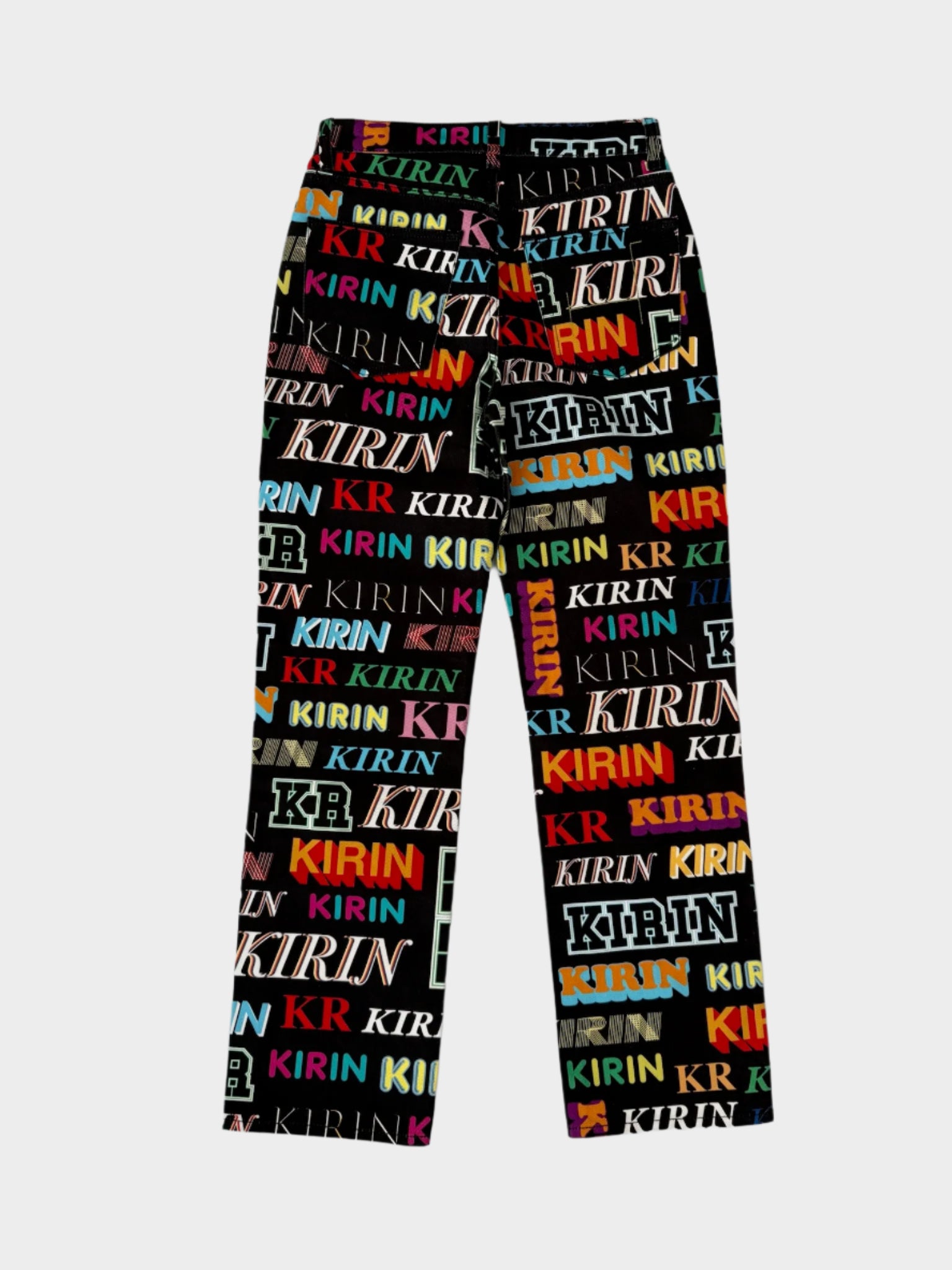 Black Wide Leg Jeans with Multicolor Typo Print