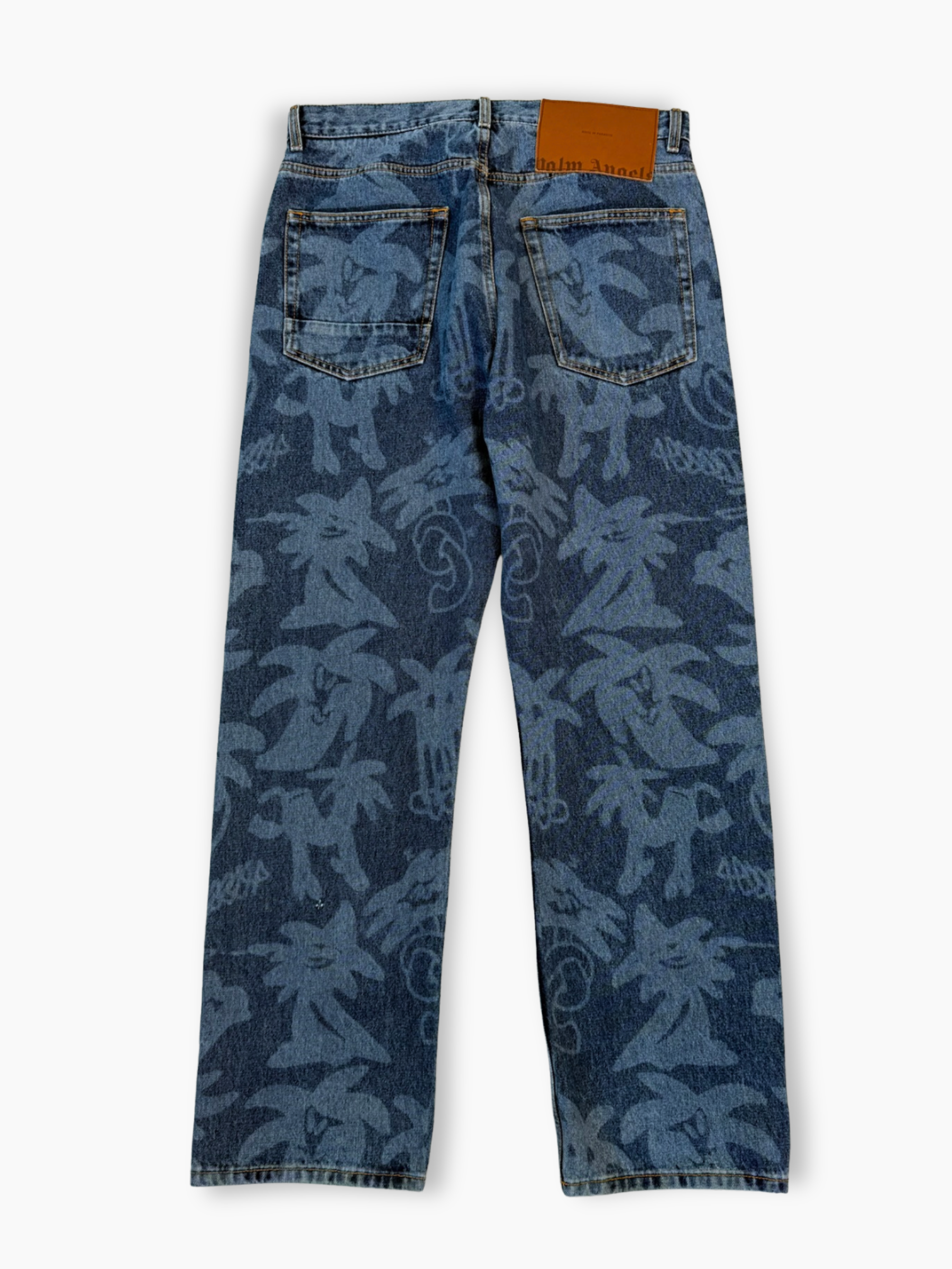 Jeans Azzurri Con Motivo Jacquard