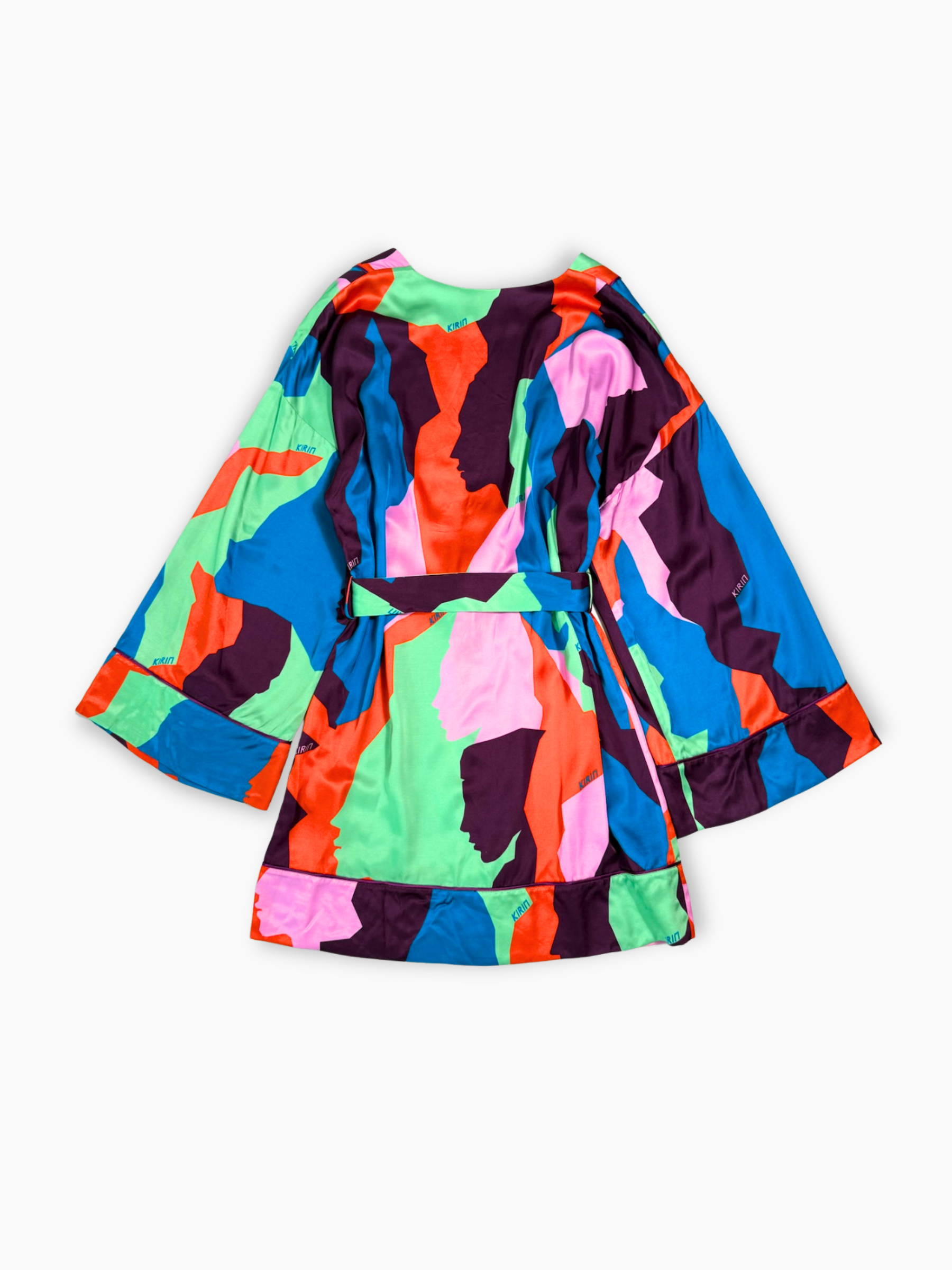 Kimono multicolor Kirin con stampa astratta visto retro