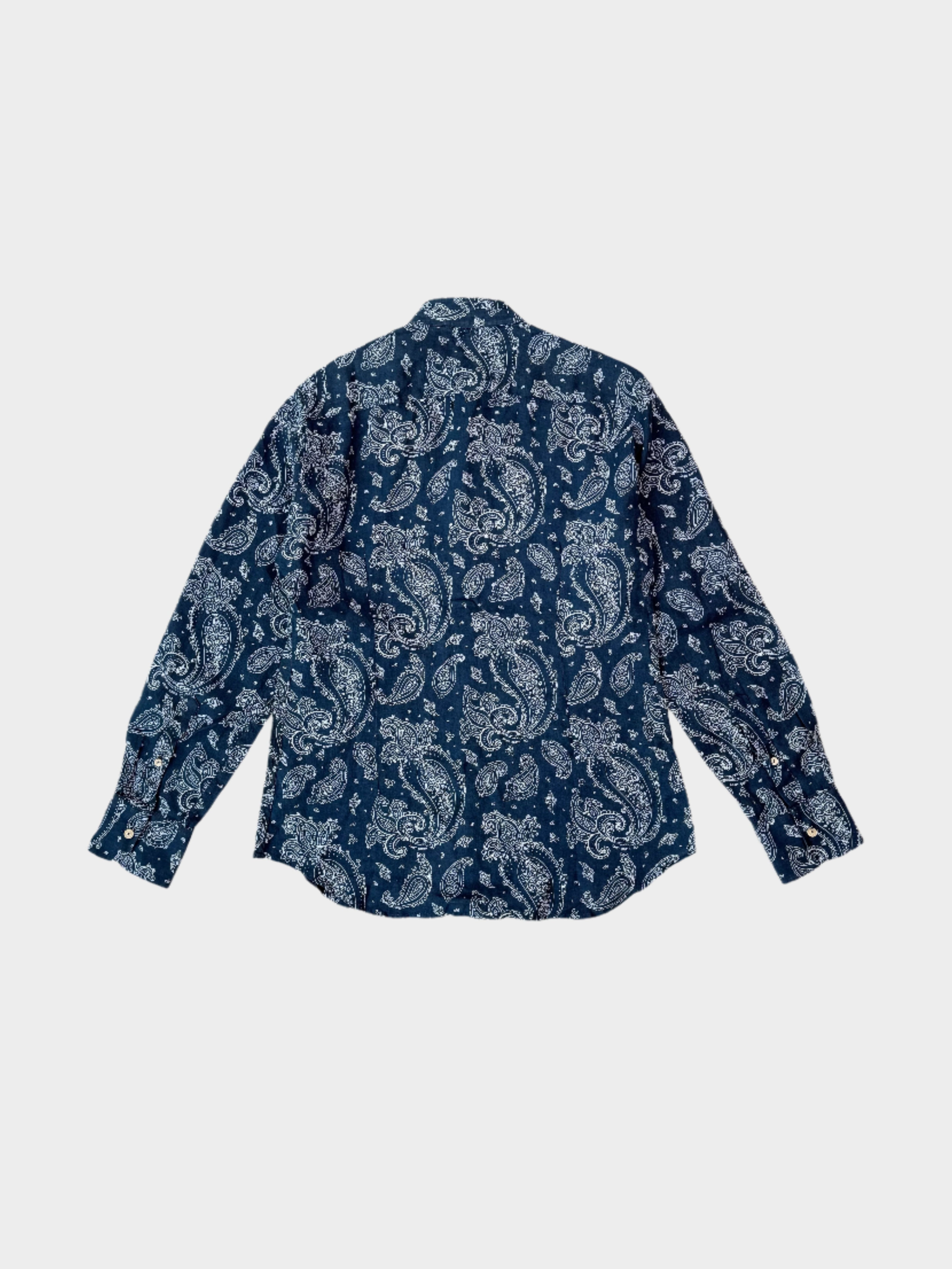 Camicia Klanke Elegant Paisley In Cotone Blu Con Colletto Coreano