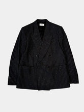 Double-Breasted Pinstripe Blazer with Rhinestones -  | dBlank