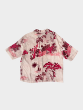 Pink Satin Palm Print Shirt -  | dBlank
