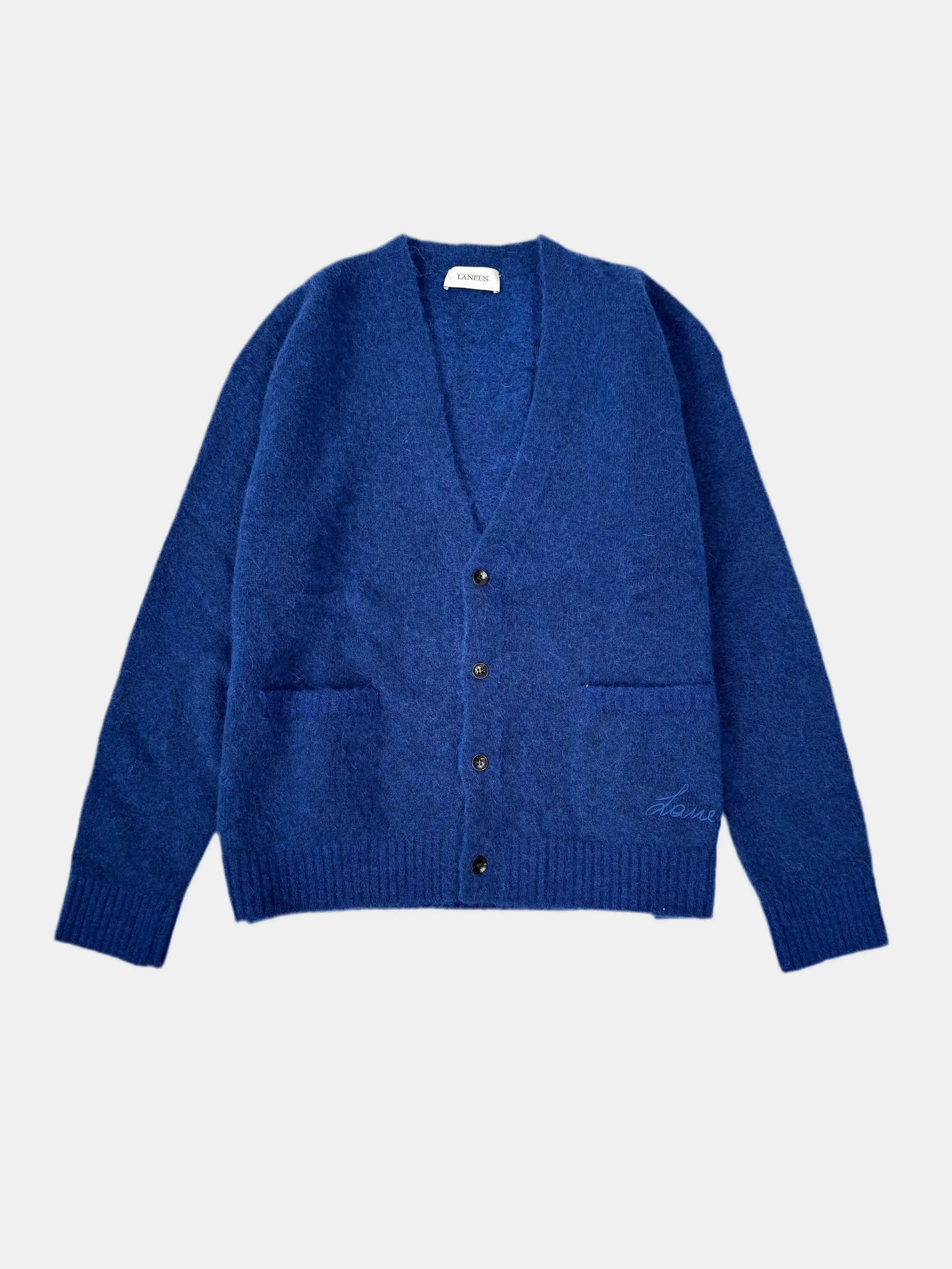 cardigan Laneus blu in lana, vista frontale