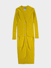 Yellow Ribbed Knit Long Cardigan -  | dBlank