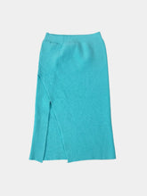 Fitted Knit Midi Skirt With Front Slit -  | dBlank