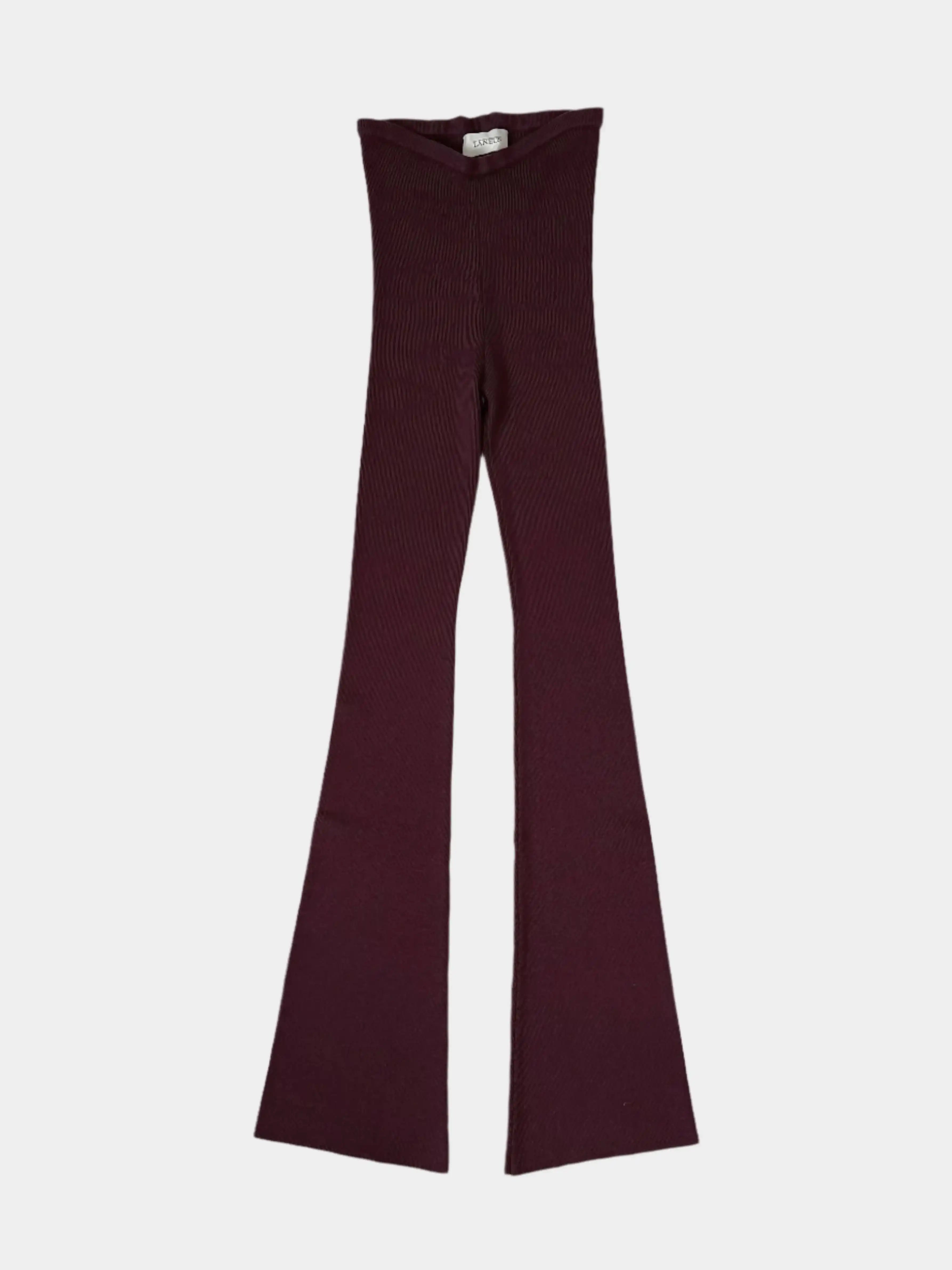 Leggings Laneus in lana bordeaux a vita alta con fondo svasato