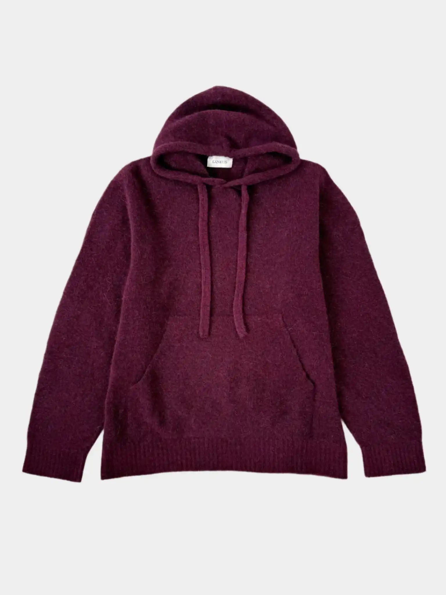Maglione Laneus vinaccia con cappuccio visto dal fronte