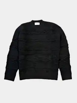 maglione Laneus nero, maglione jacquard uomo, maglione lana alpaca nero, maglione a rilievo, maglione elegante nero