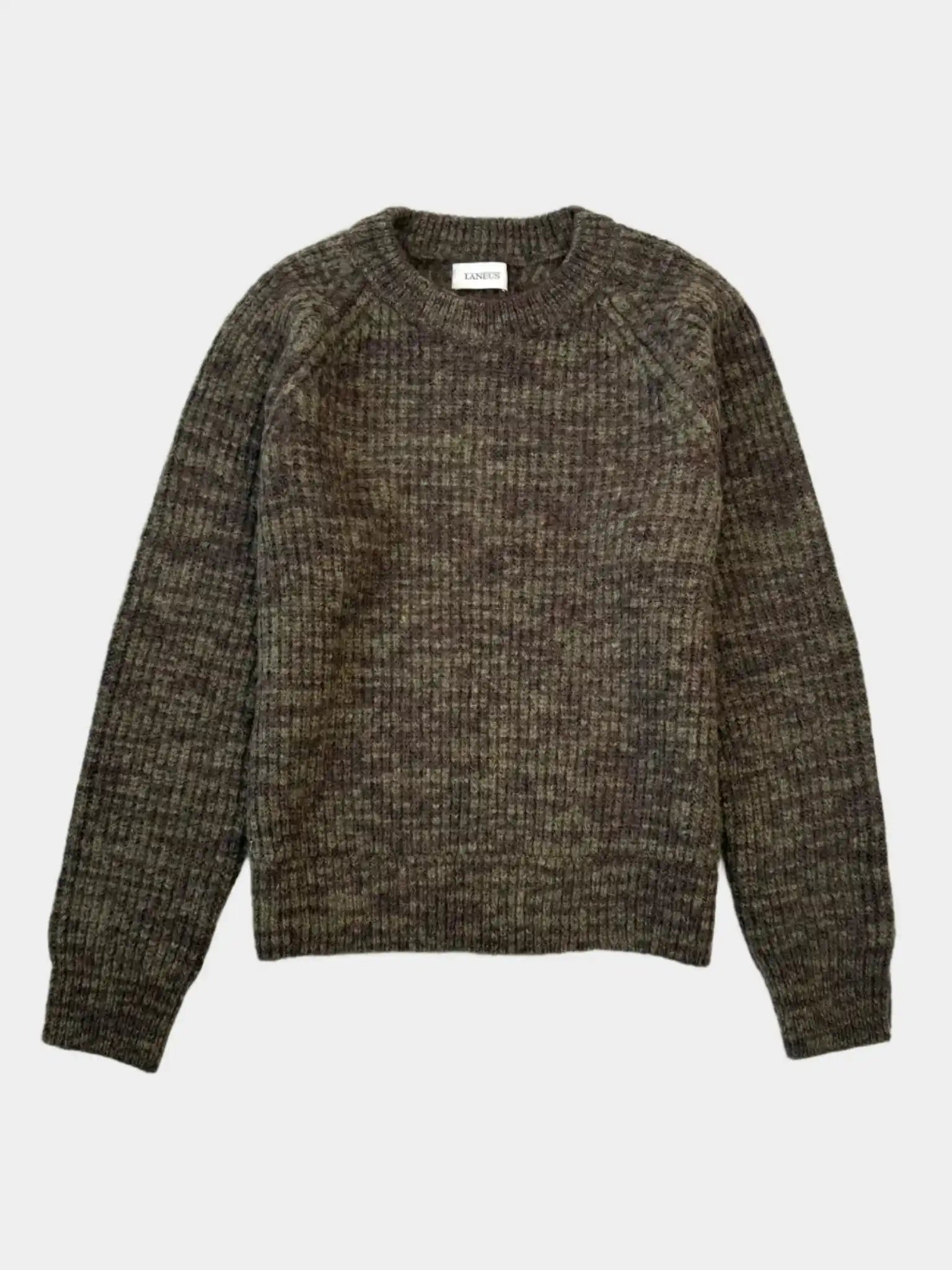 maglione Laneus alpaca, maglione mélange uomo, maglione verde marrone, maglione a coste, maglione invernale Laneus