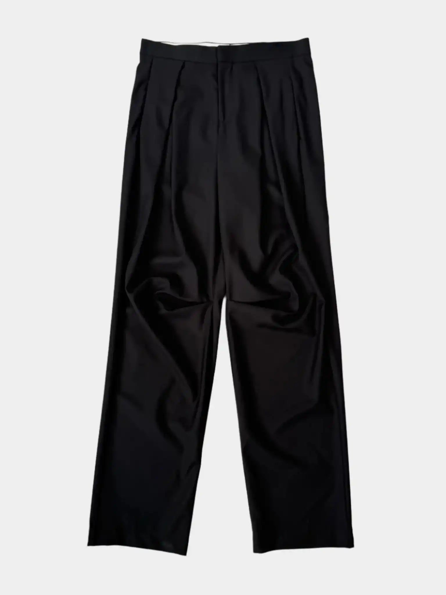 pantaloni baggy lana, pantaloni neri eleganti, pantaloni lana vergine uomo, pantaloni drappeggiati Laneus, moda uomo Laneus