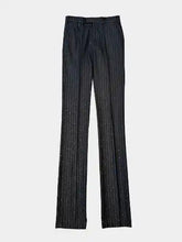 Gray Lurex Pinstriped Trousers -  | dBlank