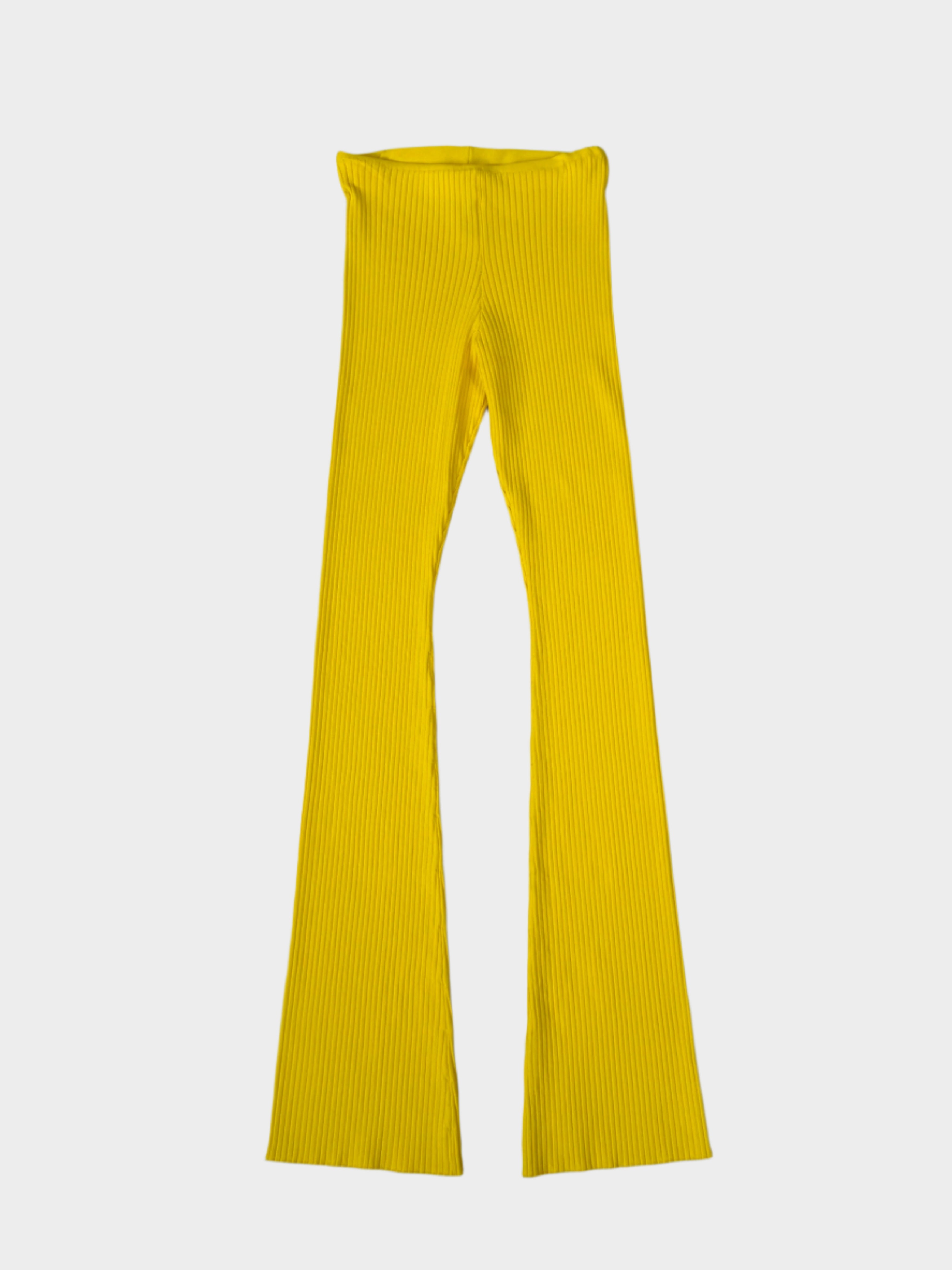 pantaloni laneus, pantaloni maglia gialli, pantaloni a costine laneus, pantaloni svasati donna, abbigliamento laneus